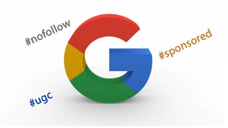 novos atributos para links google